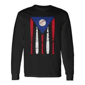Puerto Rico Baseball Inspired By Puerto Rican Flag Vintage Long Sleeve T-Shirt - Seseable