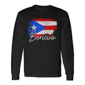 Puerto Rico Boricua Vintage Puerto Rican Flag Pride Long Sleeve T-Shirt T-Shirt | Mazezy