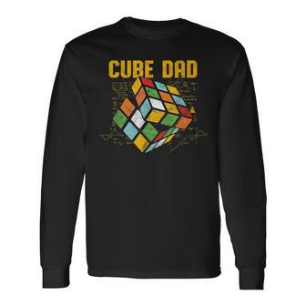 Puzzle Cube Dad Speed Cubing 80S Youth Vintage Math Long Sleeve T-Shirt - Seseable