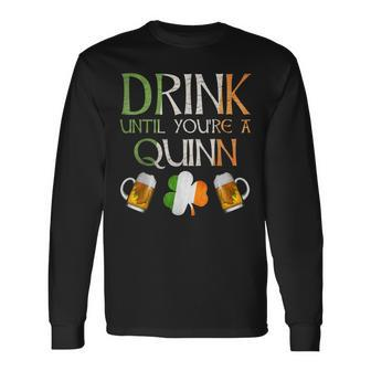 Quinn Name For Proud Irish From Ireland Long Sleeve T-Shirt - Seseable