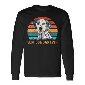 Quote Best Dog Dad Ever Vintage Dalmatian Lover Long Sleeve T-Shirt - Seseable