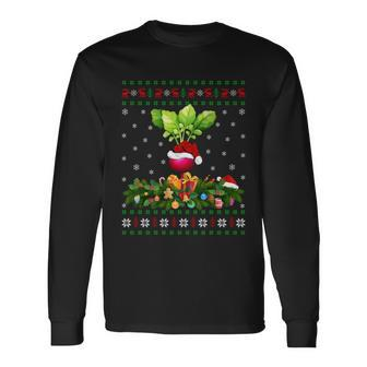 Radish Lover Xmas Santa Hat Ugly Radish Christmas Great Long Sleeve T-Shirt - Monsterry DE