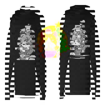 Ramen Cat Christmas Kawaii Anime Men Women Long Sleeve T-Shirt T-shirt Graphic Print - Thegiftio