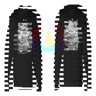 Ramen Cat Kawaii Anime Ramen Cat Lovers Kawaii Neko V13 Men Women Long Sleeve T-Shirt T-shirt Graphic Print - Thegiftio