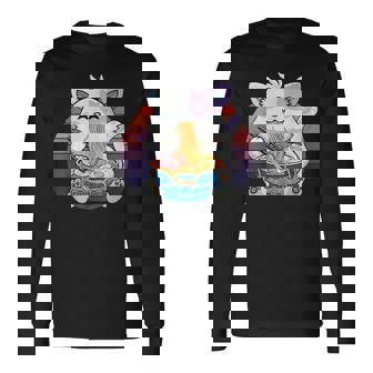 Ramen Cat Kawaii Anime Ramen Cat Lovers Kawaii Neko V4 Men Women Long Sleeve T-Shirt T-shirt Graphic Print - Thegiftio