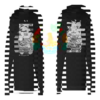 Ramen Cat Kawaii Anime Ramen Cat Lovers Kawaii Neko V6 Men Women Long Sleeve T-Shirt T-shirt Graphic Print - Thegiftio