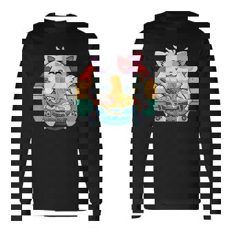 Ramen Cat Kawaii Anime Ramen Cat Lovers Kawaii Neko V7 Men Women Long Sleeve T-Shirt T-shirt Graphic Print - Thegiftio