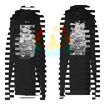 Ramen Cat Kawaii Anime Ramen Cat Lovers Kawaii Neko V8 Men Women Long Sleeve T-Shirt T-shirt Graphic Print - Thegiftio