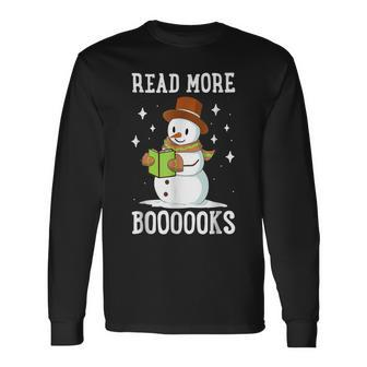Read More Booooks Christmas Library Snowman Reading Books Men Women Long Sleeve T-Shirt T-shirt Graphic Print - Thegiftio UK