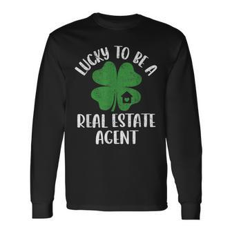 Real Estate Agent Lucky St Patricks Day Realtor Men Women Long Sleeve T-shirt Graphic Print Unisex - Seseable