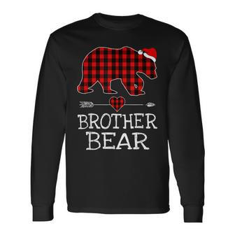 Red Buffalo Plaid Brother Bear Christmas Pajama Men Women Long Sleeve T-Shirt T-shirt Graphic Print - Thegiftio UK