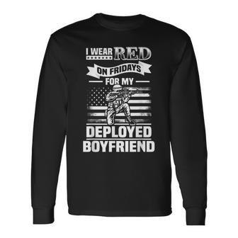 Red Friday Military Girlfriend Deployed Patriotic Long Sleeve T-Shirt - Seseable