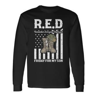 Red Friday Military I Wear Red For My Son Remember Everyone Long Sleeve T-Shirt - Seseable