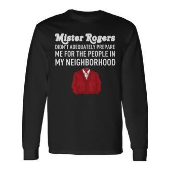 The Red Iconic Mister Rogers’ Neighborhood Long Sleeve T-Shirt | Mazezy