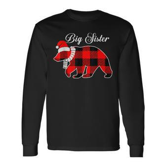Red Plaid Bear Christmas Pajama Big Sister Matching Men Women Long Sleeve T-Shirt T-shirt Graphic Print - Thegiftio UK