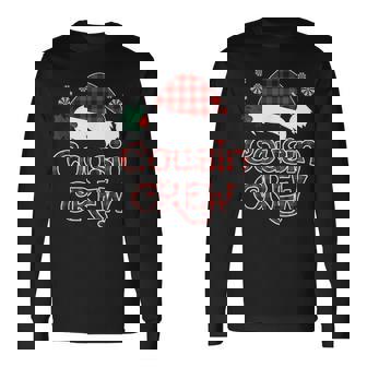 Red Plaid Cousin Crew Santa Hat Family Matching Christmas Men Women Long Sleeve T-shirt Graphic Print Unisex | Seseable FR