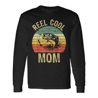 Reel Cool Mom Fishing Women Fishing Lovers Retro Long Sleeve T-Shirt - Seseable