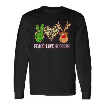 Reindeer Christmas Peace Sign Heart Peace Love Rudolph Men Women Long Sleeve T-shirt Graphic Print Unisex - Seseable