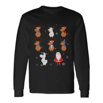 Reindeers And Santa Claus Vintage Ugly Christmas Sweater Long Sleeve T-Shirt - Monsterry DE