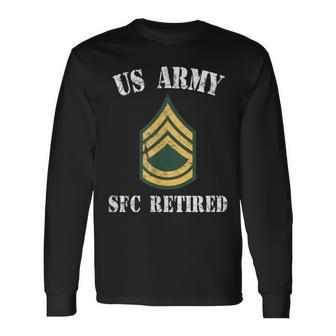 Retired Army Sergeant First Class Military Veteran Men Women Long Sleeve T-shirt Graphic Print Unisex - Seseable