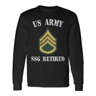 Retired Army Staff Sergeant Military Veteran Retiree Men Women Long Sleeve T-shirt Graphic Print Unisex - Seseable