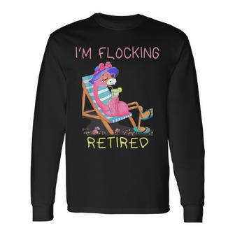 Retired Flamingo Lover Retirement Party Coworker 2021 Men Women Long Sleeve T-Shirt T-shirt Graphic Print - Thegiftio UK