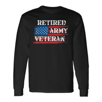 Retired US Army Military Veteran Gift Men Women Long Sleeve T-shirt Graphic Print Unisex - Seseable