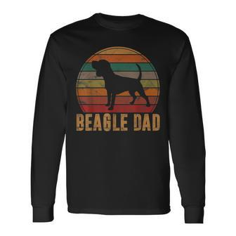 Retro Beagle Dad Dog Owner Pet Tricolor Beagle Father Long Sleeve T-Shirt - Seseable