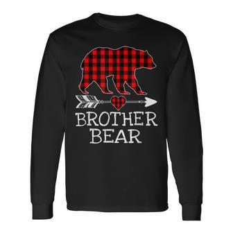 Retro Brother Bear Red Plaid Buffalo Arrow Christmas Men Women Long Sleeve T-Shirt T-shirt Graphic Print - Thegiftio UK