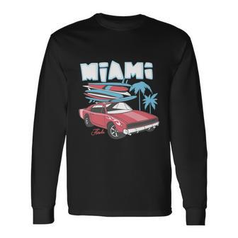 Print And Retro Car With Surfboard Long Sleeve T-Shirt - Monsterry DE