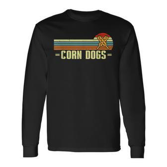Retro Corn Dogs Make Hot Dogs On Stick Corn Dog Lover Long Sleeve T-Shirt | Mazezy