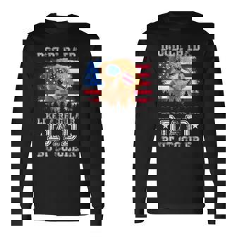 Retro Doodle Dad Cooler Regular Dad Usa Flag Fathers Day Long Sleeve T-Shirt - Thegiftio