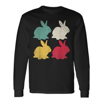 Retro Easter Bunny Rabbit Vintage Men Dad Women V2 Long Sleeve T-Shirt - Seseable