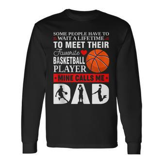 Retro My Favorite Basketball Player Calls Me Dad Fathers Day Long Sleeve T-Shirt - Thegiftio UK