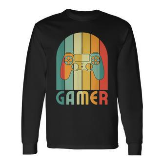 Retro Gamer Video Games Player For Game Player Gamer Dad Long Sleeve T-Shirt - Seseable