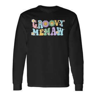 Retro Groovy Memaw Matching 1St Birthday Party Long Sleeve T-Shirt T-Shirt | Mazezy