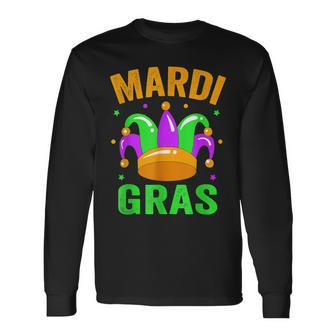 Retro Mardi Gras Mardi Gras Masks Long Sleeve T-Shirt - Seseable