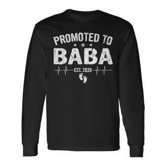 Retro Promoted To Baba Est 2020 Fathers Day New Grandpa Long Sleeve T-Shirt - Seseable
