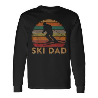 Retro Ski Dad Sunset Winter Skiing Daddy Father Skier Long Sleeve T-Shirt - Seseable