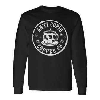 Retro Skull Anti Cupid Coffee Co Anti Valentines Day Long Sleeve T-Shirt - Seseable