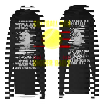 Retro Softball Dad Bigger Balls Baseball Dad Fathers Day Men Long Sleeve T-Shirt - Thegiftio