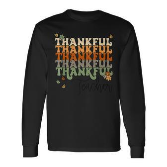 Retro Thankful Teacher Grateful Blessed Teacher Thanksgiving V3 Men Women Long Sleeve T-Shirt T-shirt Graphic Print - Thegiftio UK