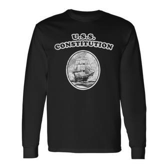 Retro Uss Constitution By Turbo Volcano Long Sleeve T-Shirt - Seseable