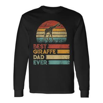Retro Vintage Best Giraffe Dad Ever Animals Lover Long Sleeve T-Shirt - Seseable