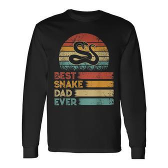 Retro Vintage Best Snake Dad Ever Distressed Animals Lover Long Sleeve T-Shirt - Seseable