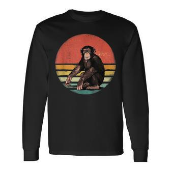 Retro Vintage Chimpanzee Monkey Wild Forest Animal Long Sleeve T-Shirt T-Shirt | Mazezy