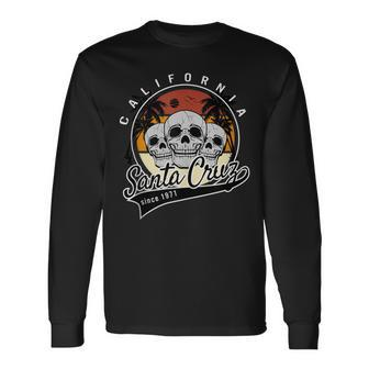Retro Vintage Santa Cruz California Skull Street Wear Long Sleeve T-Shirt - Seseable