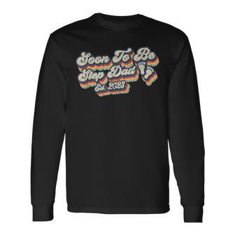 Retro Vintage Soon To Be Step Dad 2023 First Time Stepfather Long Sleeve T-Shirt - Seseable