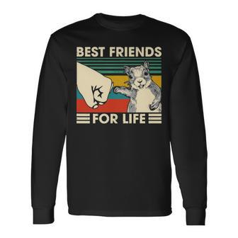 Retro Vintage Squirrel Best Friend For Life Fist Bump V2 Long Sleeve T-Shirt - Seseable