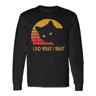 Retro I Do What I Want With My Cat Long Sleeve T-Shirt T-Shirt | Mazezy